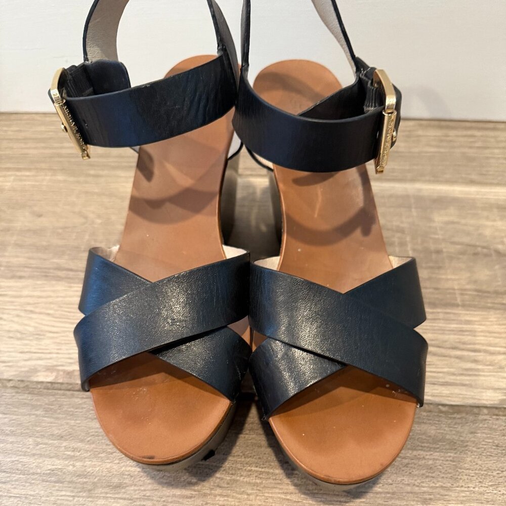Michael Kors Black leather sandals Peggy size 9